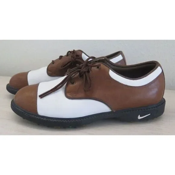 Nike 192049 221 Women's Sz 5.5 Brown/White Leather Classic Golf Shoes - Picture 5 of 10
